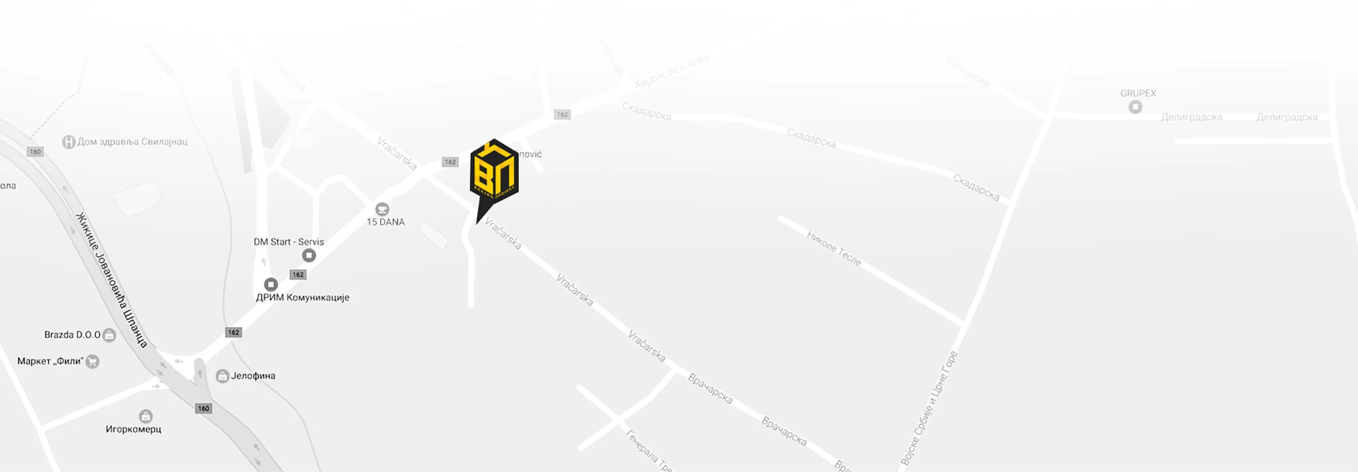 Mapa lokacije firme Vlajić Projekt u Svilajncu